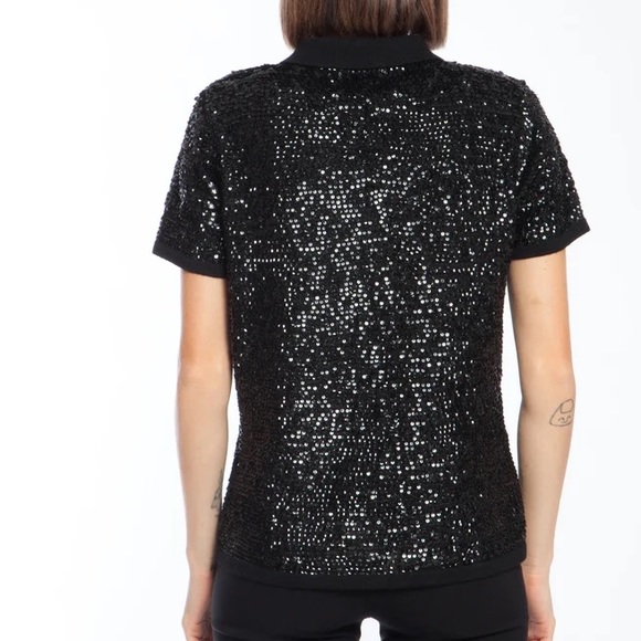 RALPH LAUREN 90s vintage polo sweater w/ black sequins and wool knit base M - Picture 7 of 16